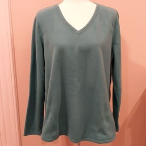 TEK Gear Fleece V Neck Top in Teal  XL
